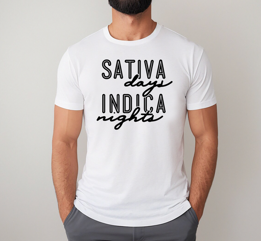 Sativa Days Indica Nights Marijuana Tee