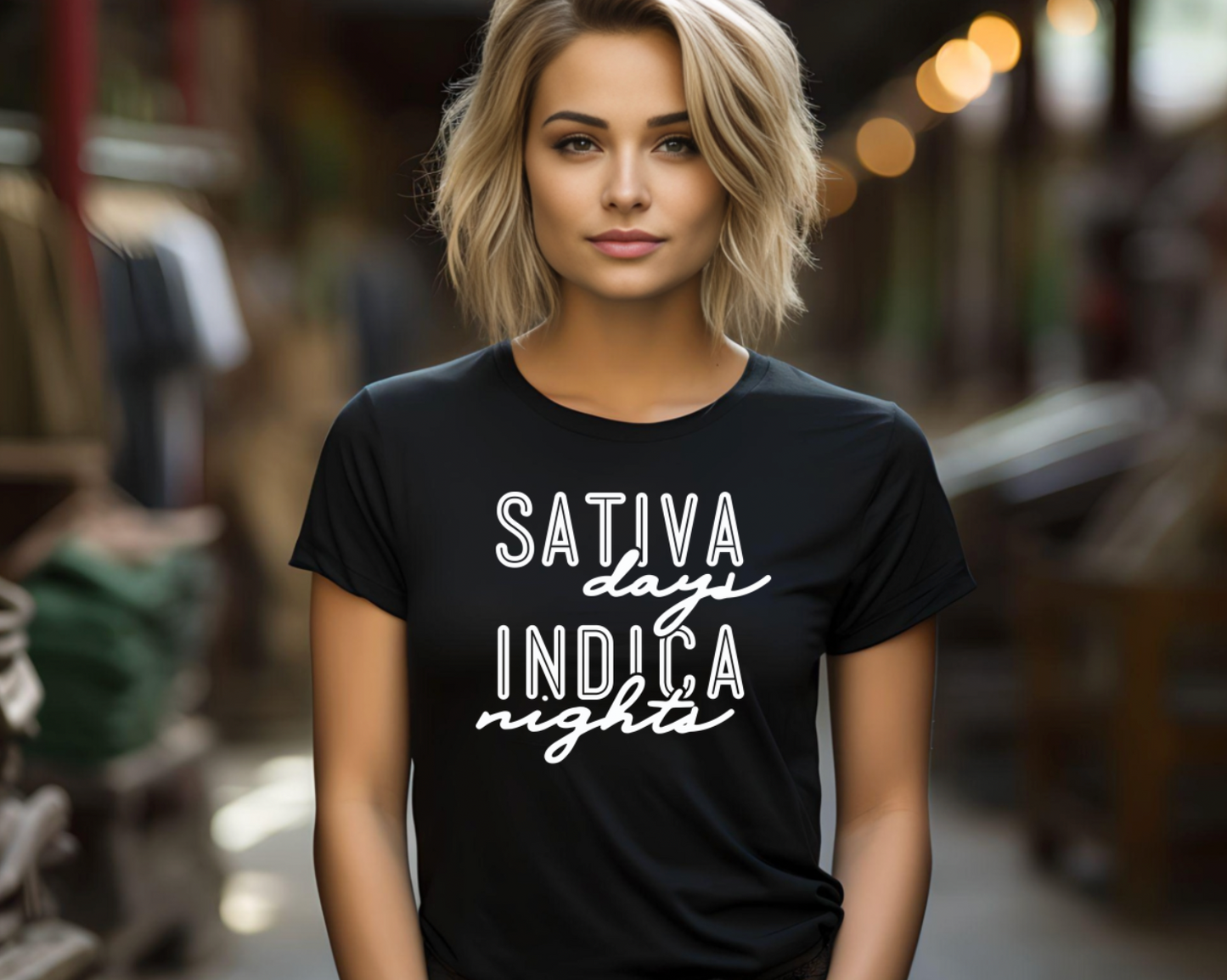 Sativa Days Indica Nights Marijuana Tee