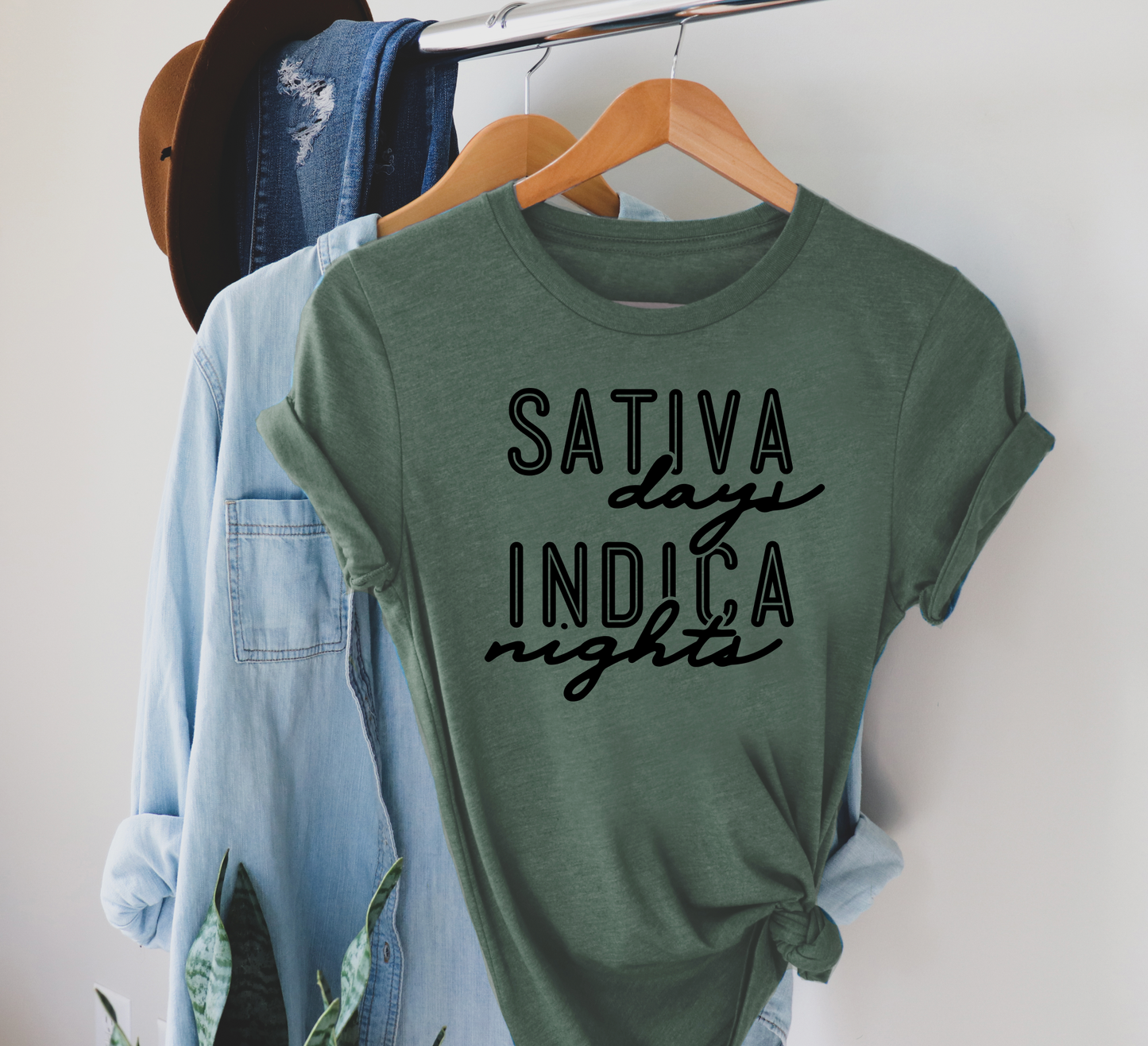 Sativa Days Indica Nights Marijuana Tee