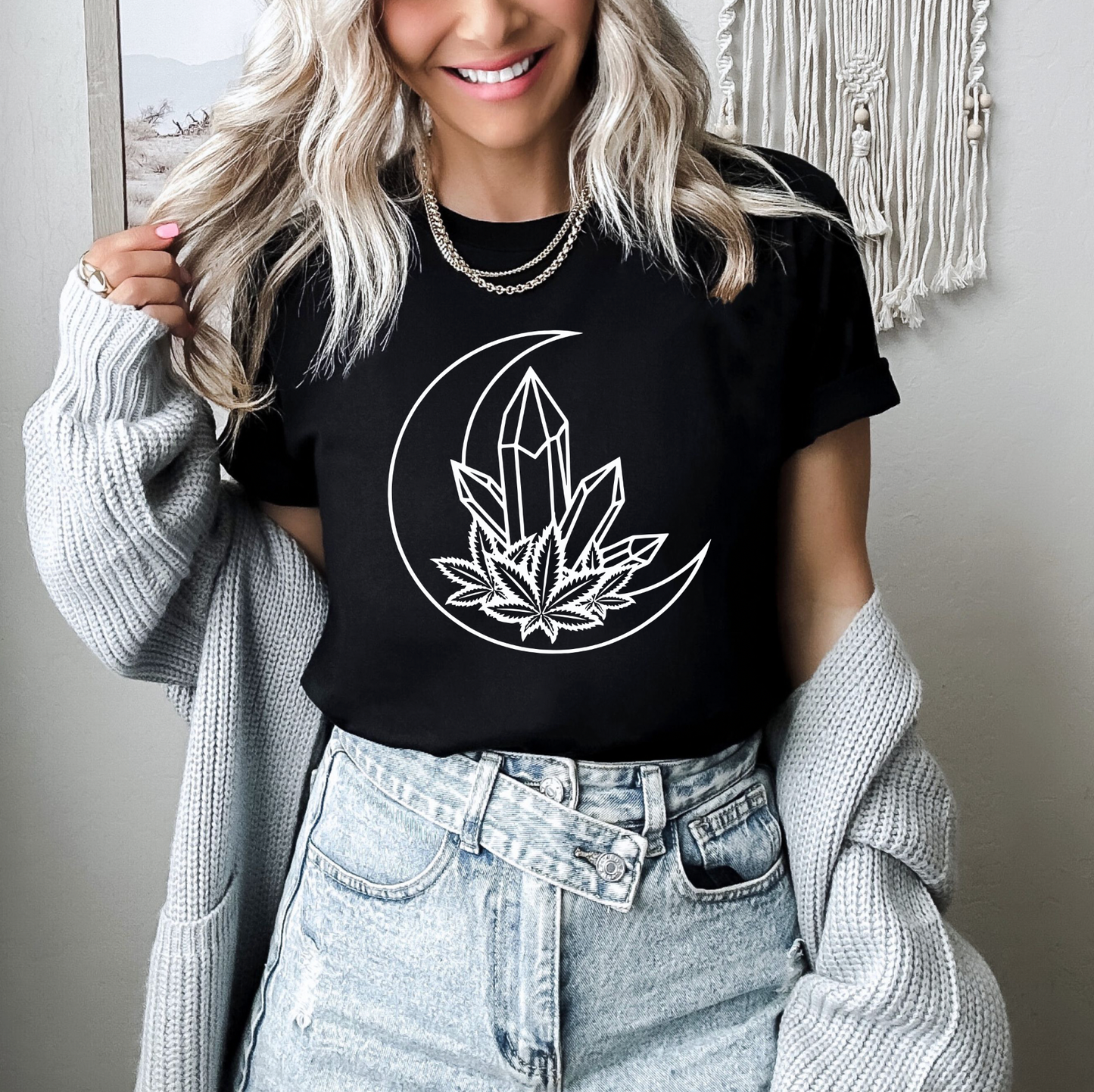 Weed Crystal Moon Marijuana Tee