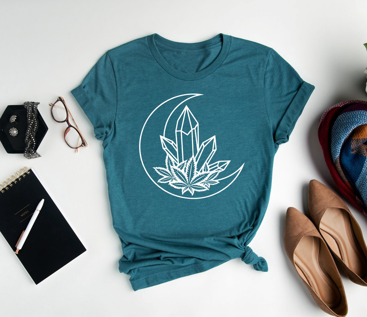 Weed Crystal Moon Marijuana Tee