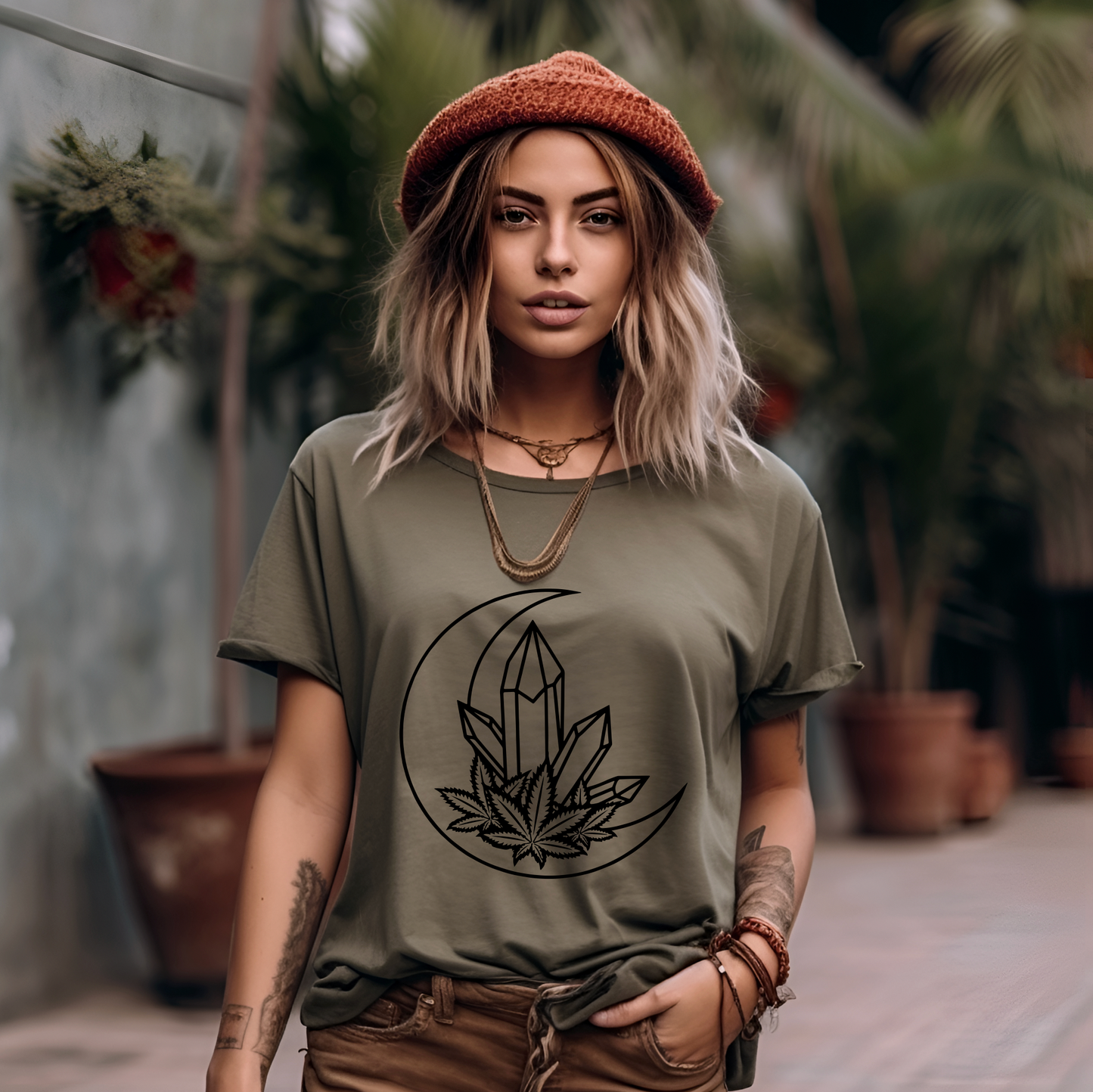 Weed Crystal Moon Marijuana Tee