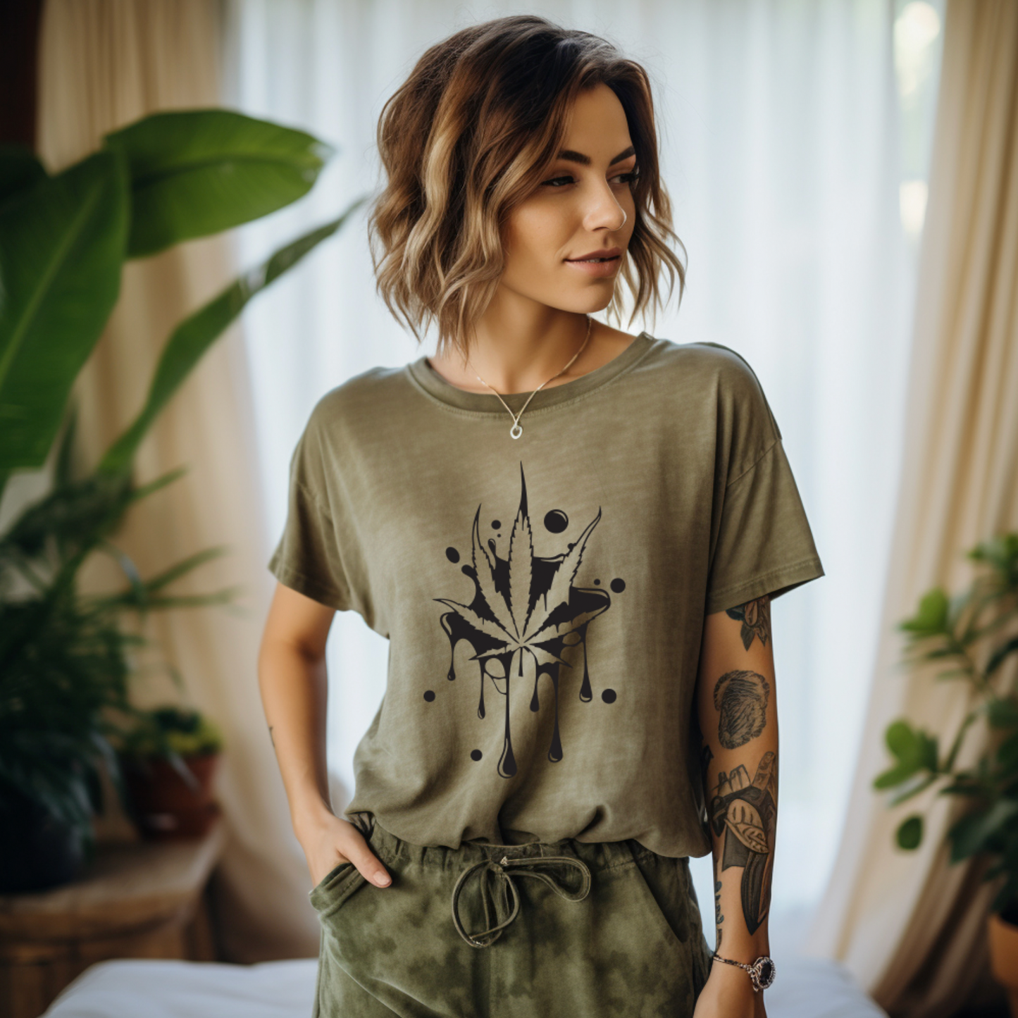 Drippy Marijuana Leaf Tee